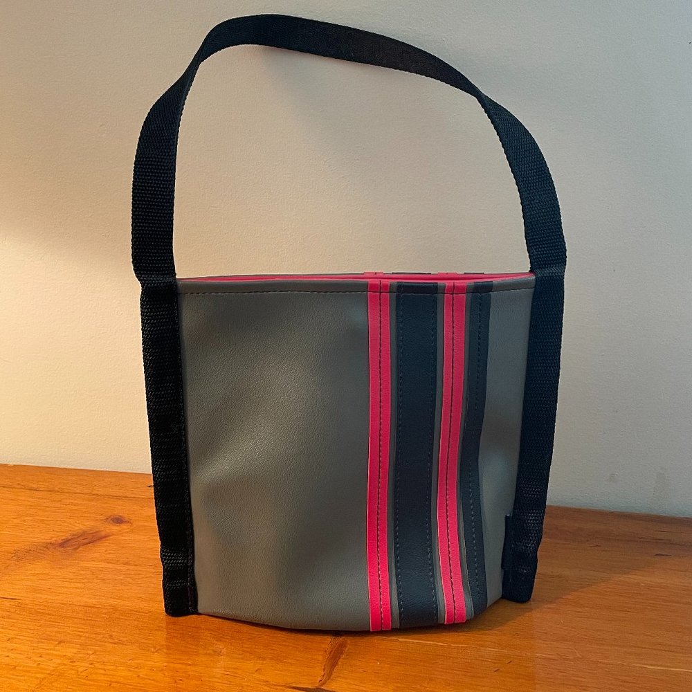 Holly Aiken Bag - Grey/Black/Red Stripes
